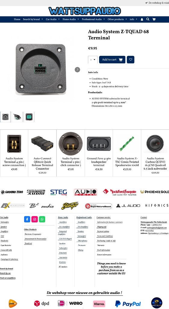 Audio System Z-TQUAD 68 Terminal, Auto diversen, Autospeakers, Info@optimount.nl, Nieuw, Ophalen of Verzenden, Anholtseweg 48A 7091 HB DINXPERLO
