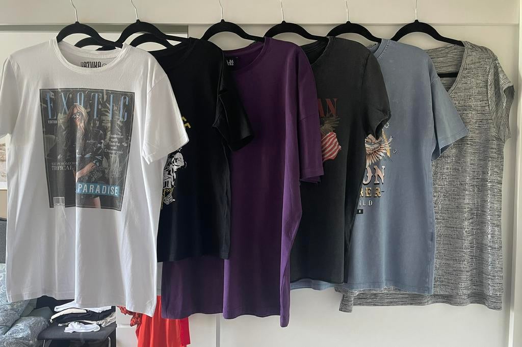 6 delig dames bovenkleding pakket shirt top korte mouw mt L, Ophalen of Verzenden, Zo goed als nieuw, Maat 42/44 (L)