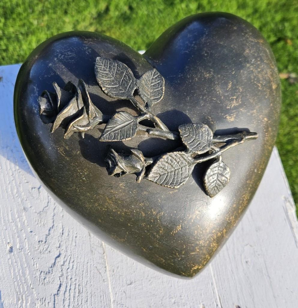 Grote BRONZEN URN / grafdecoratie / ROZEN, Nieuw, Info@huisentuindecoratiemarie.nl, Huis en tuin decoratie marie, Peize