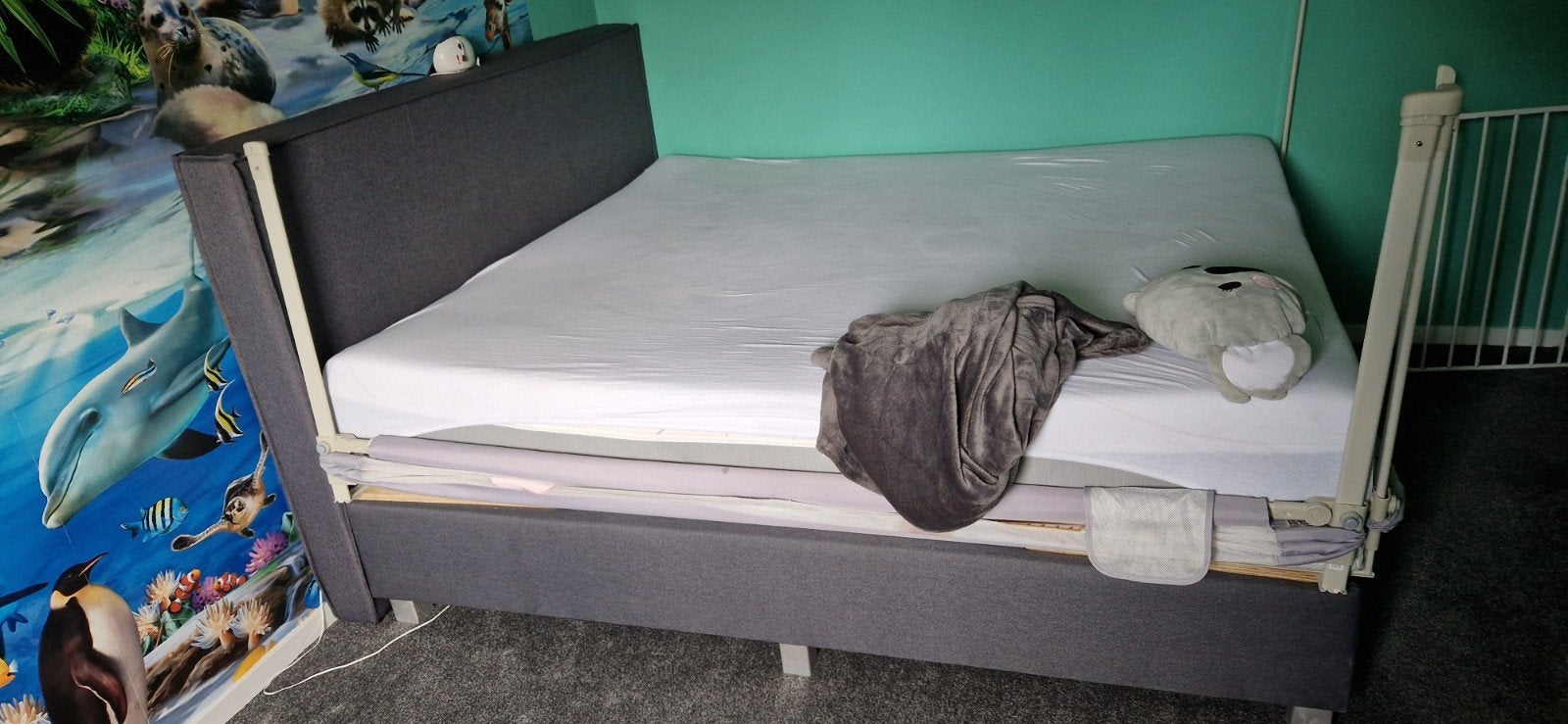 boxspring met hoofdbord 180x200 zonder matras zsm ophalen, Ophalen, Lattenbodem, 180 cm of meer, 100 cm of meer