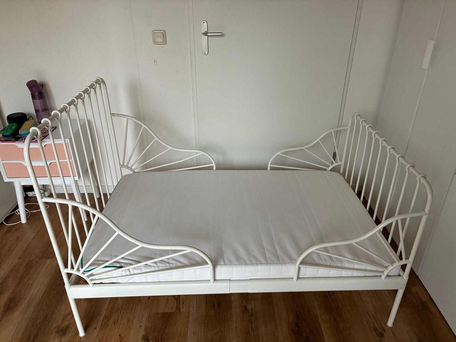 IKEA Minnen uitschuifbaar bed wit, Ophalen, Eenpersoons, Wit, 80 cm