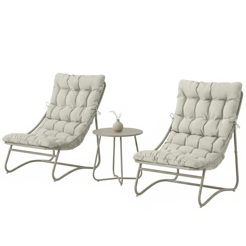 Bistro set Loungeset tuinstoelen en bijzettafel - Grijs, Ophalen of Verzenden, Nieuw, Metaal