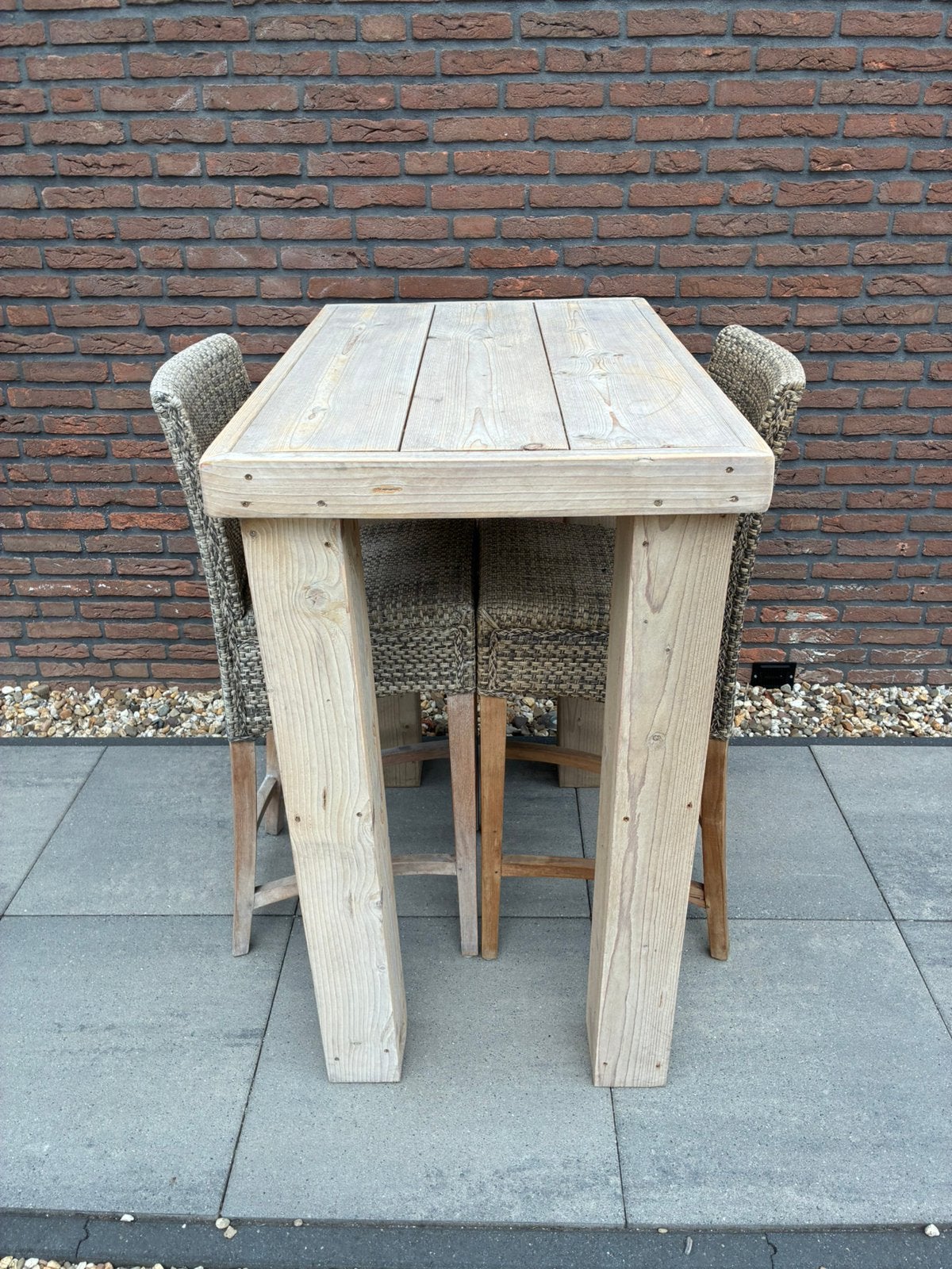 Steigerhout Tafel/ stoelen, Ophalen of Verzenden, Gebruikt, Rechthoekig, Hout