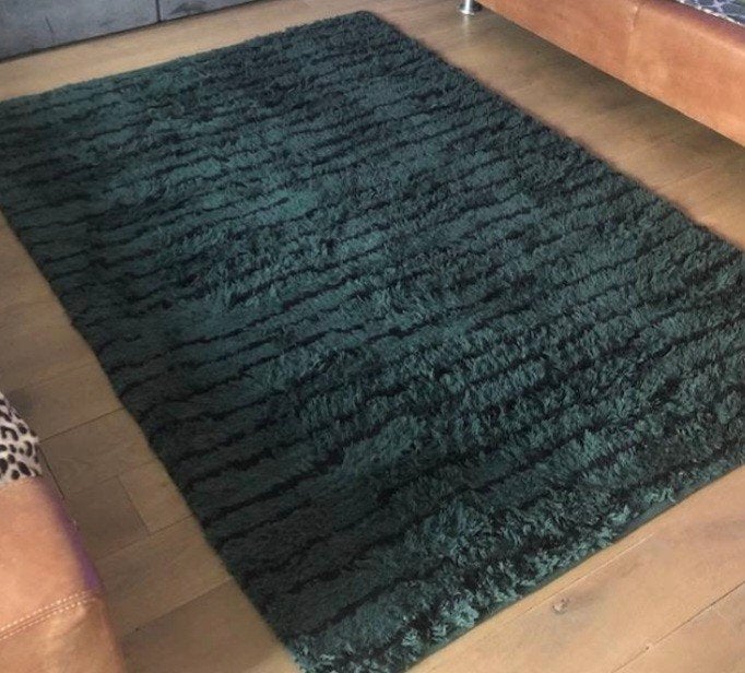 Donkergroen tapijt sissi boy, Ophalen, Gebruikt, Rechthoekig, 200 cm of meer