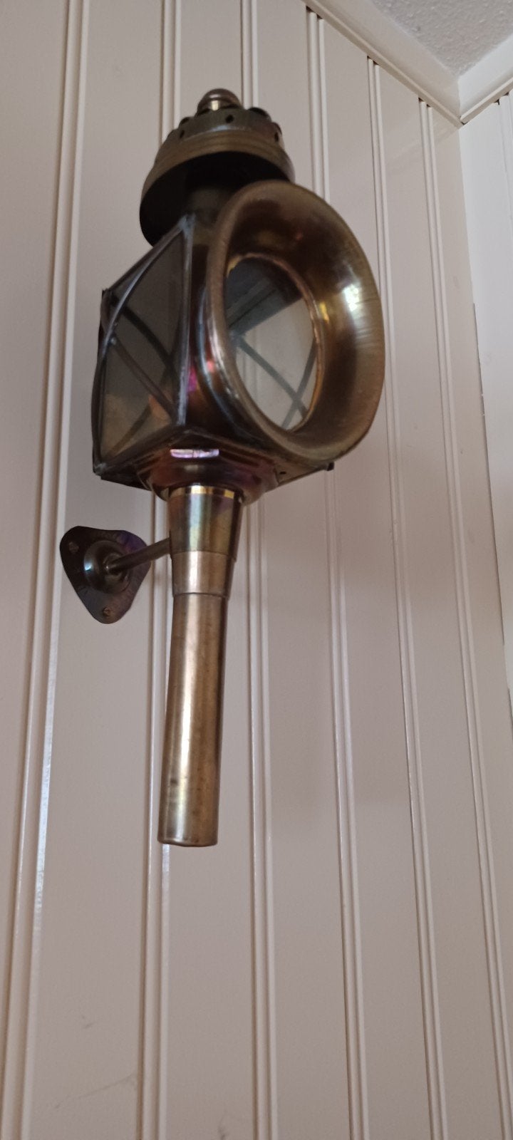 Antieke koperen koetslamp - Unieke decoratie, Antiek en Kunst, Antiek | Lampen, Ophalen of Verzenden