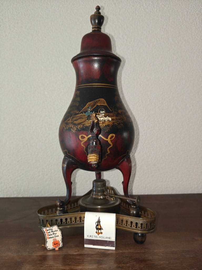 Handbeschilderde tinnen kraantjeskan (antiek), Antiek en Kunst, Ophalen