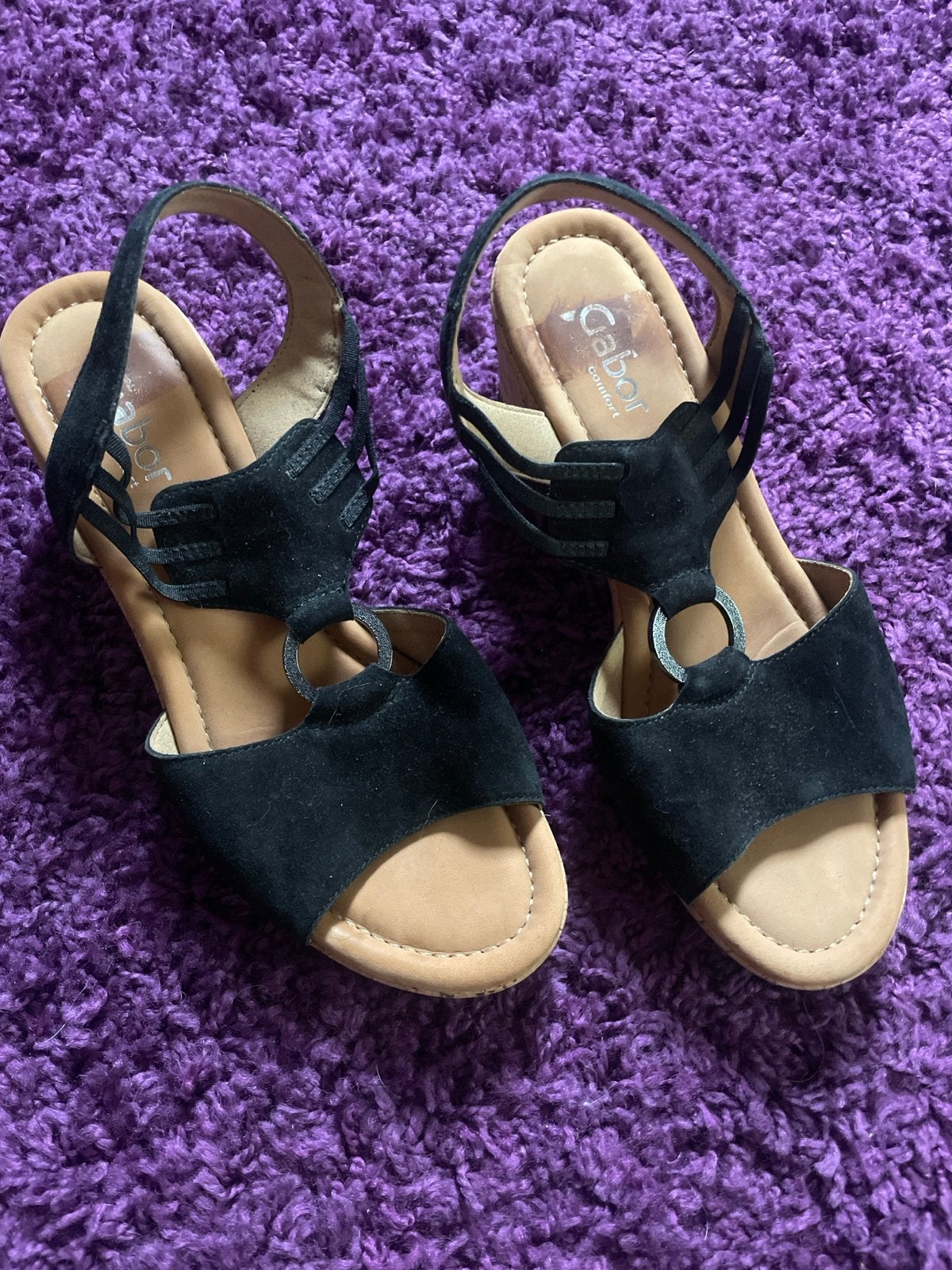 Gabor Comfort zwarte sandalen met sleehak - Maat 38, Kleding | Dames, Schoenen, Zwart, Zo goed als nieuw, Sandalen of Muiltjes