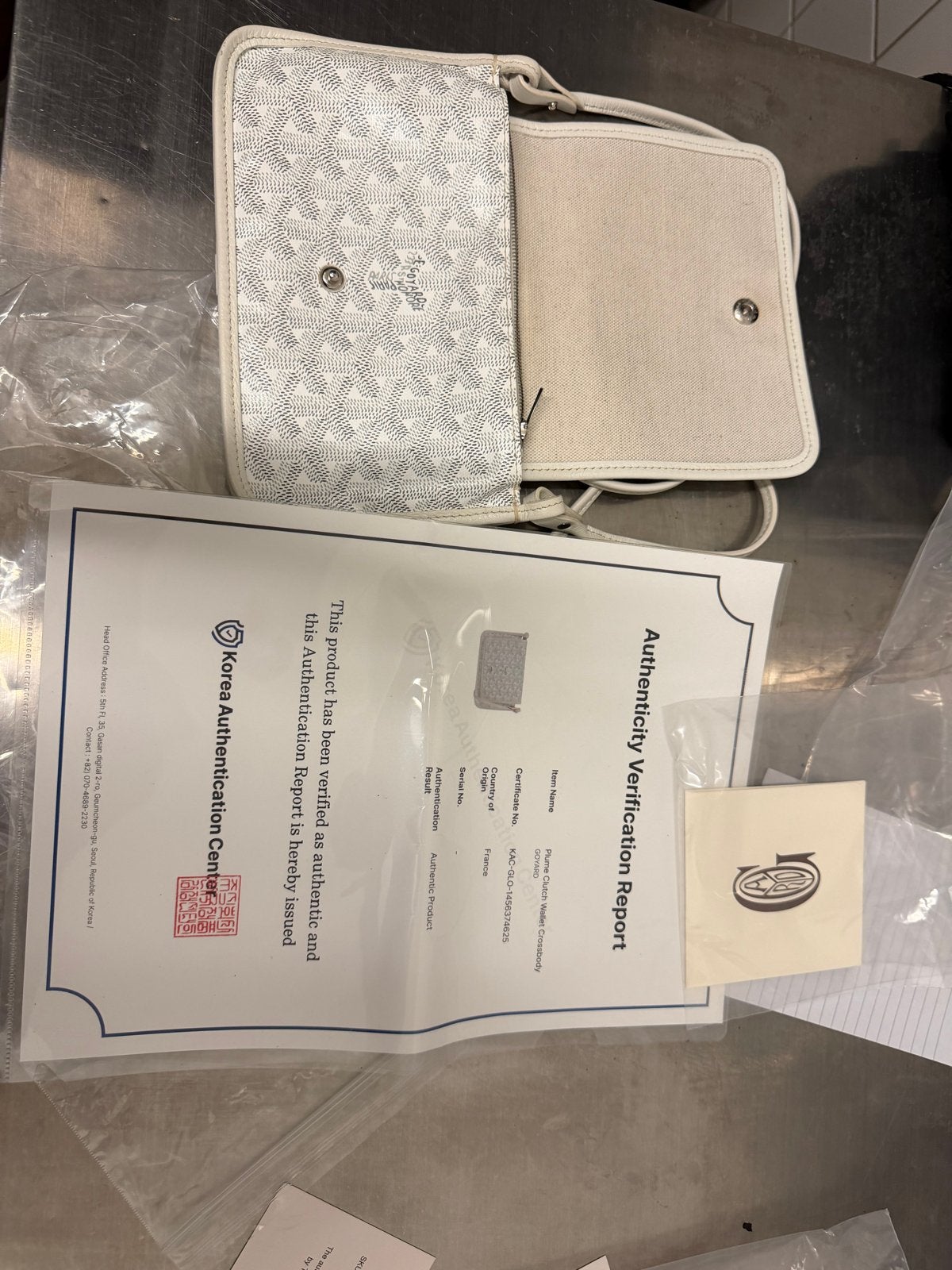 Vintage Goyard Portefeuille Clutch Wallet Crossbody Wit, Gebruikt, Schoudertasje, Wit, Ophalen of Verzenden