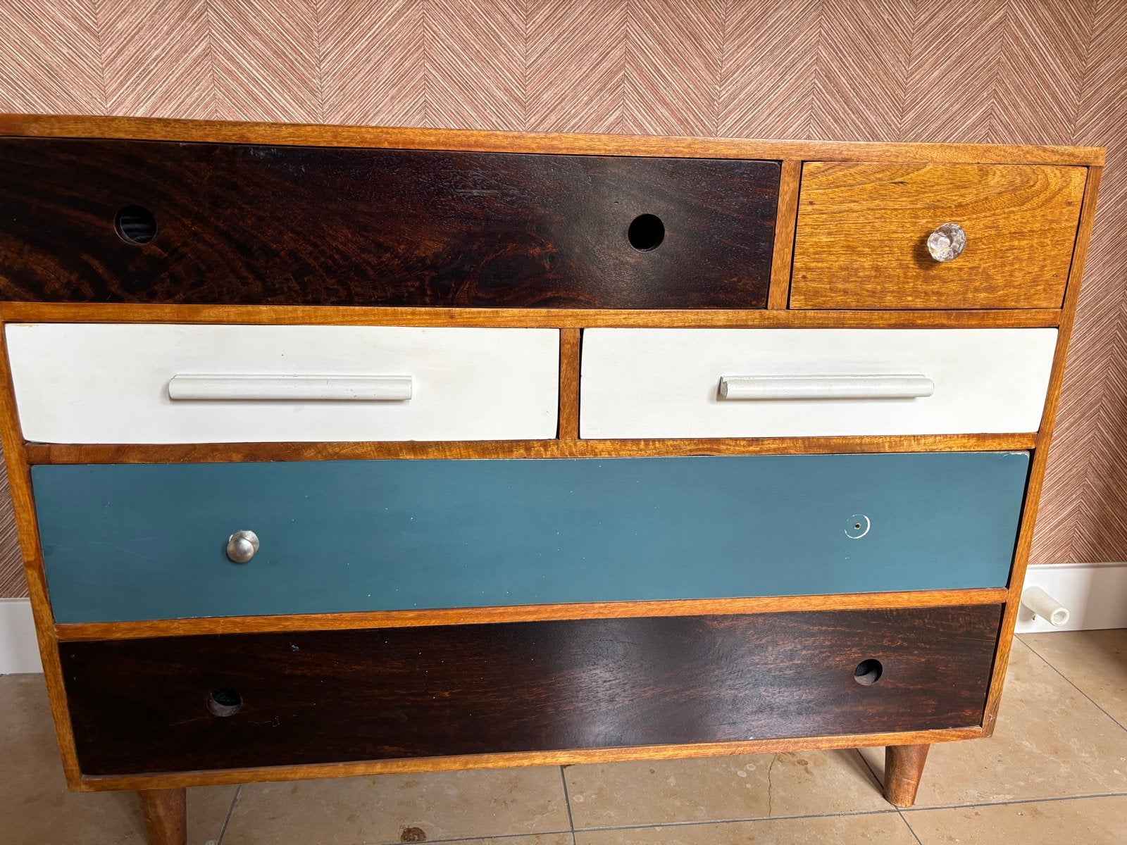 Unieke ladekast met kleurrijke lades - 100x45x78 cm, Ophalen, Gebruikt, 100 tot 150 cm, 5 laden of meer