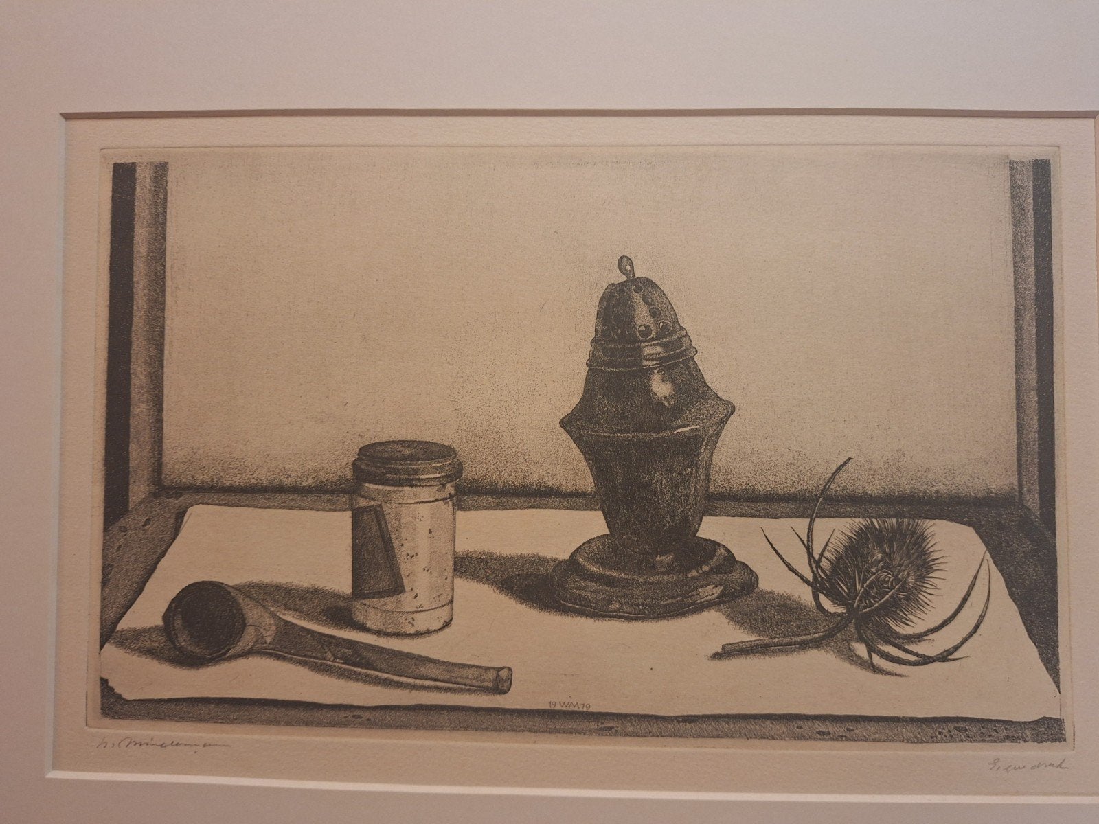 Ets Stilleven door Minderman, Antiek en Kunst, Ophalen of Verzenden, Ets, Gesigneerd, 1950 - 1999