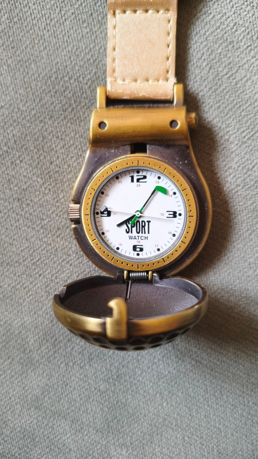 Vintage messing Sport Watch Sleutelhanger - Golfbal Design, Ophalen of Verzenden, Gebruikt