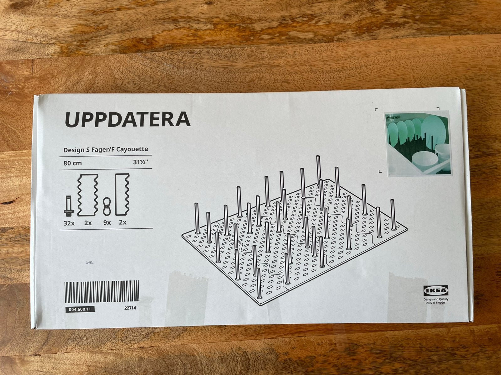 IKEA UPPDATERA Bordenrek 80 cm - Nieuw in doos, Bordenrek, IKEA, Ophalen of Verzenden, Metaal