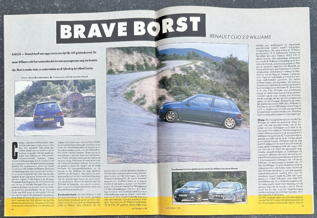 Renault Clio Williams in Autovisie 1993, Gelezen, Ophalen of Verzenden, Autovisie, Renault