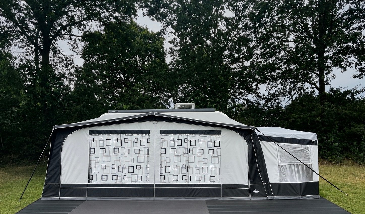 Megacamp Soleil 240 maat 13 voortent en aanbouw, Ophalen, Zo goed als nieuw, PVC, Overige merken