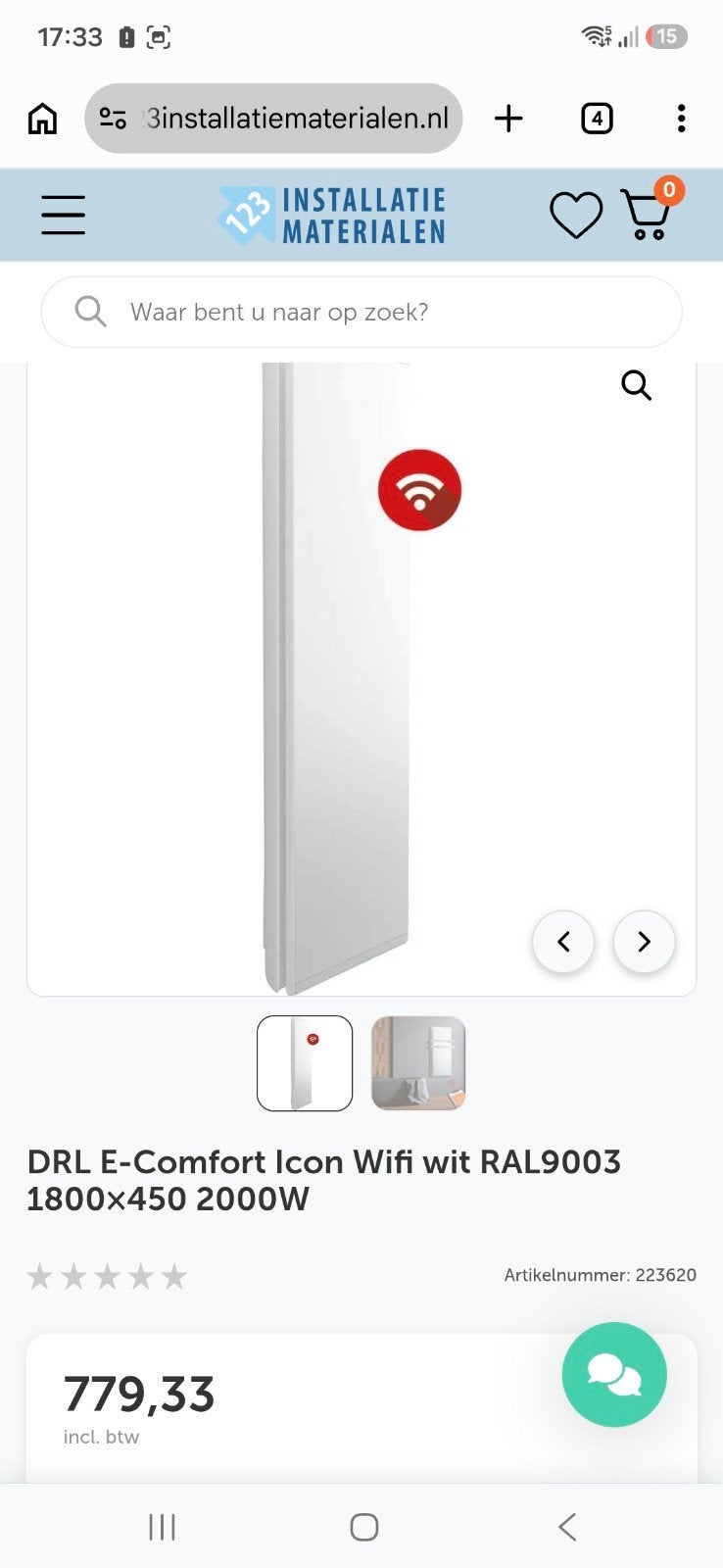 DRL E-Comfort Icon Wifi wit RAL9003 1800x 450 2000W, Ophalen, Radiator, Minder dan 60 cm, Zo goed als nieuw