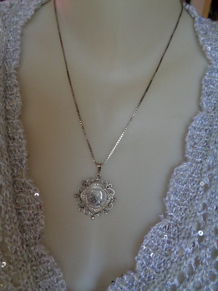zilveren ketting met munt Koningin Juliana [764], Verzenden, Zilver, Ketting