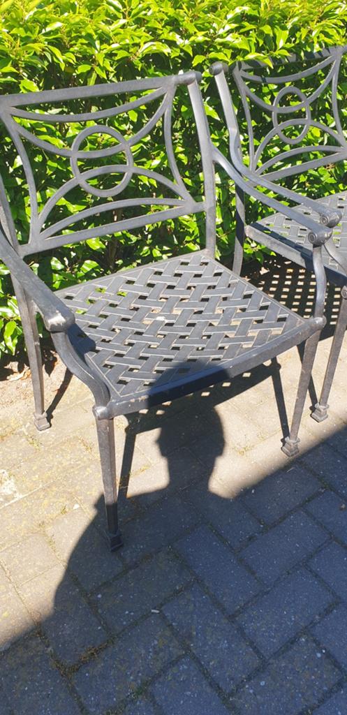 4 x aluminium tuinstoelen, Ophalen, Gebruikt, Aluminium