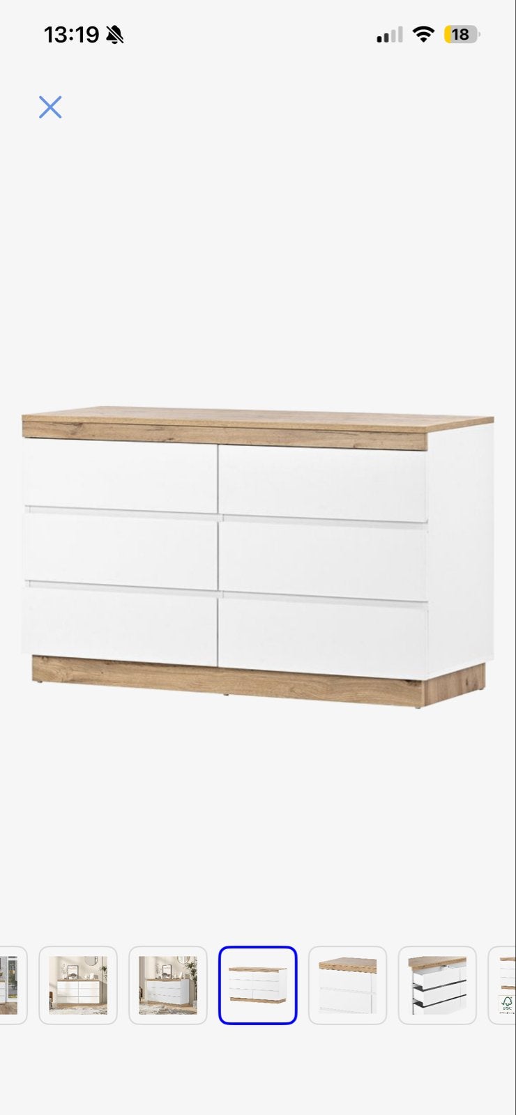 6 ladenkast NIEUW in doos- Wit met houtlook, Huis en Inrichting, 100 tot 150 cm, 5 laden of meer, Nieuw, Ophalen of Verzenden