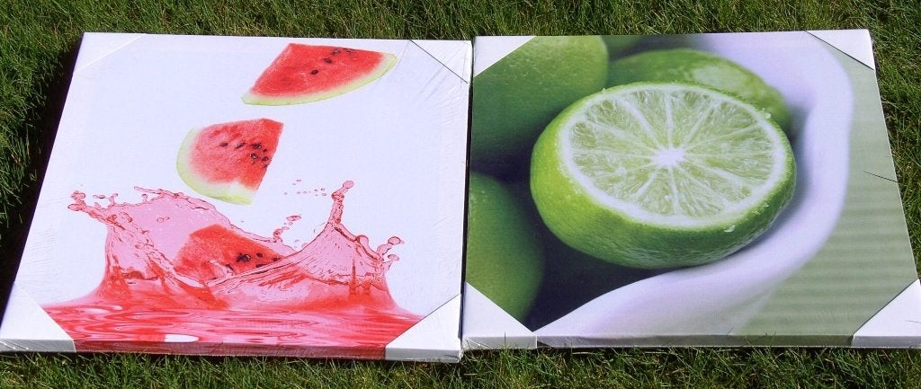 SCHILDERIJ 2 DLG SERIE FRUIT 40x40 cm OP CANVAS Nieuw, Minder dan 50 cm, -, -, Nieuw