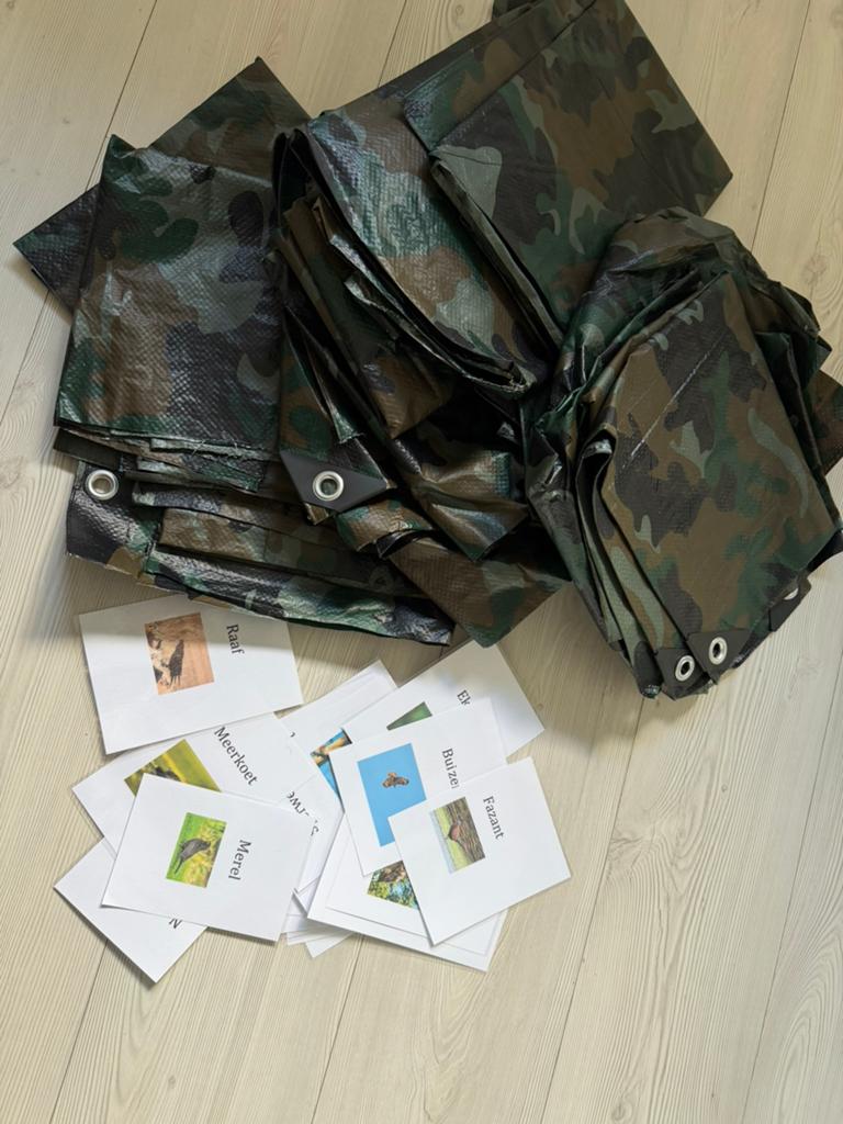 Camouflage en vogelkaarten voor kinderfeestje, Ophalen of Verzenden, Zo goed als nieuw