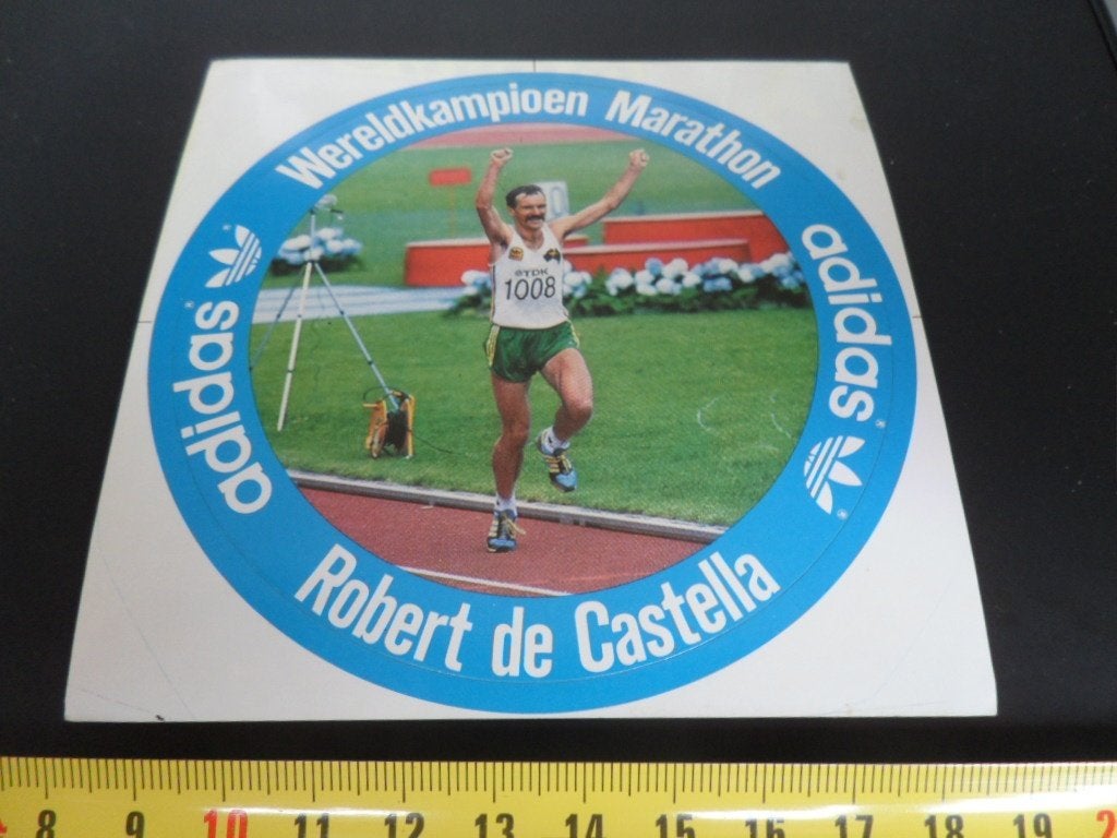 sticker ADIDAS Robert de Castella Wereldkampioen Marathon, Ophalen of Verzenden, Zo goed als nieuw