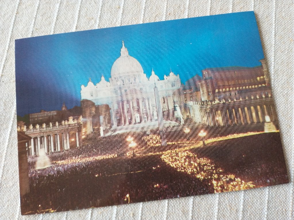 652 Rome, St. Pietersplein bij nacht, Verzamelen, Ansichtkaarten | Buitenland, Ophalen of Verzenden, 1960 tot 1980, Ongelopen