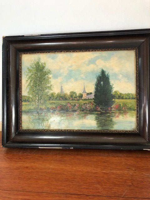 oud schilderij Landschap, Ophalen