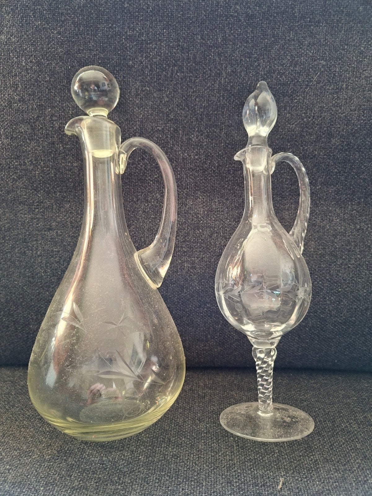 2 fraaie glazen  karaffen met stop., Antiek en Kunst, Antiek | Glas en Kristal, Ophalen