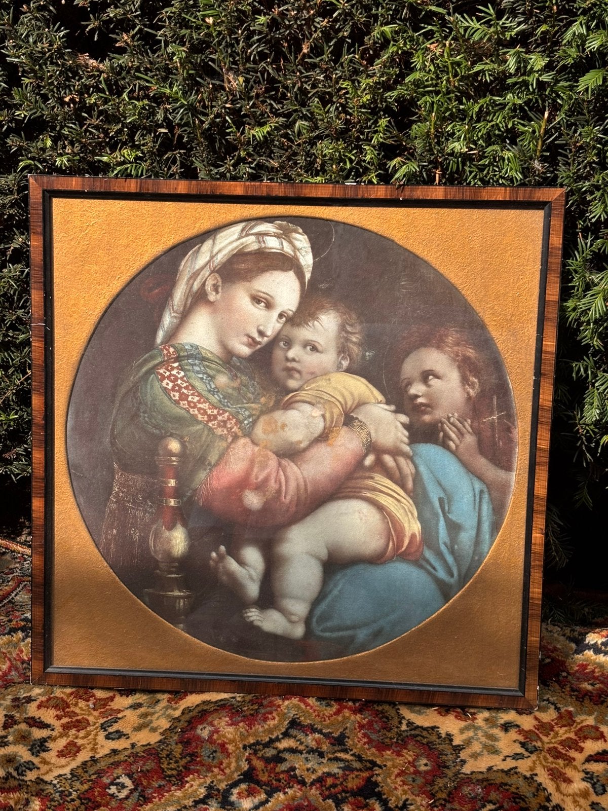 Vintage schilderij moeder kind Madonna met de stoel, Ophalen