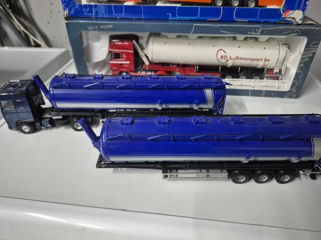 DAF Tekno vrachtwagens met tankopleggers - Modelauto's, Overige merken, 1:32 tot 1:50, Ophalen of Verzenden, Zo goed als nieuw