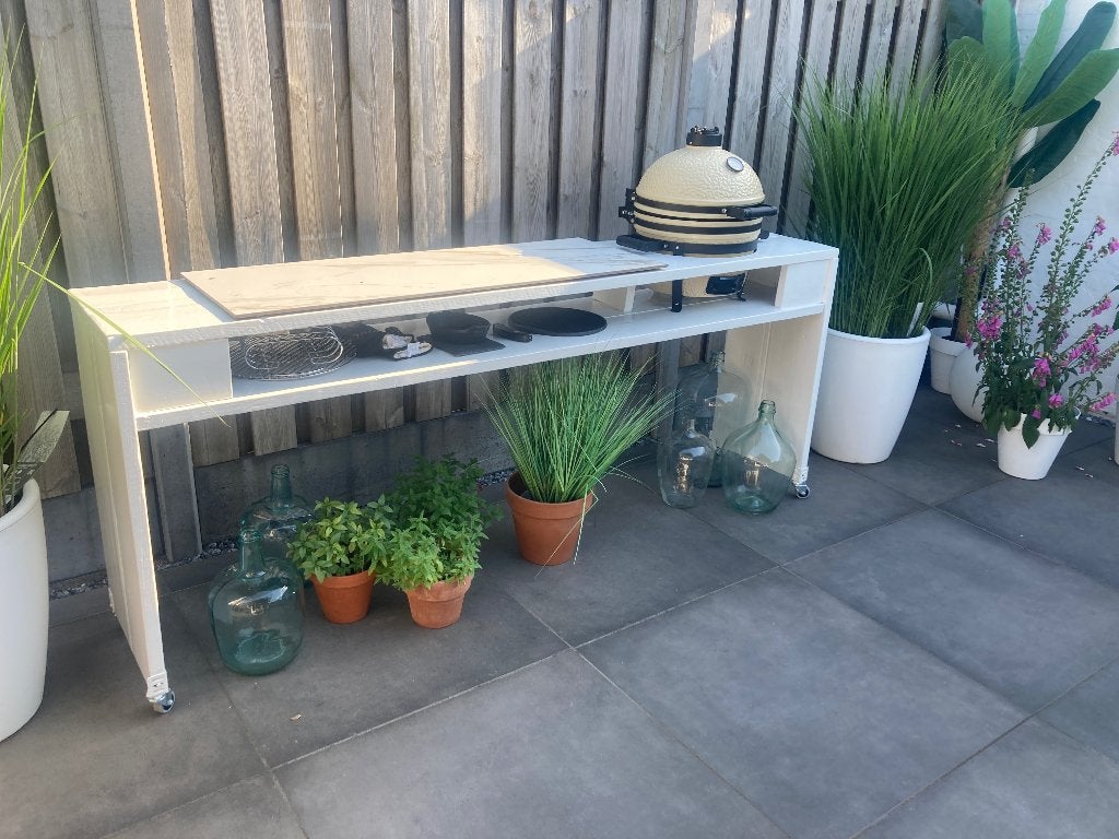 Buitenkeuken kamado, Tuin en Terras, Ophalen, Zo goed als nieuw, Houtskool, Handgemaakt