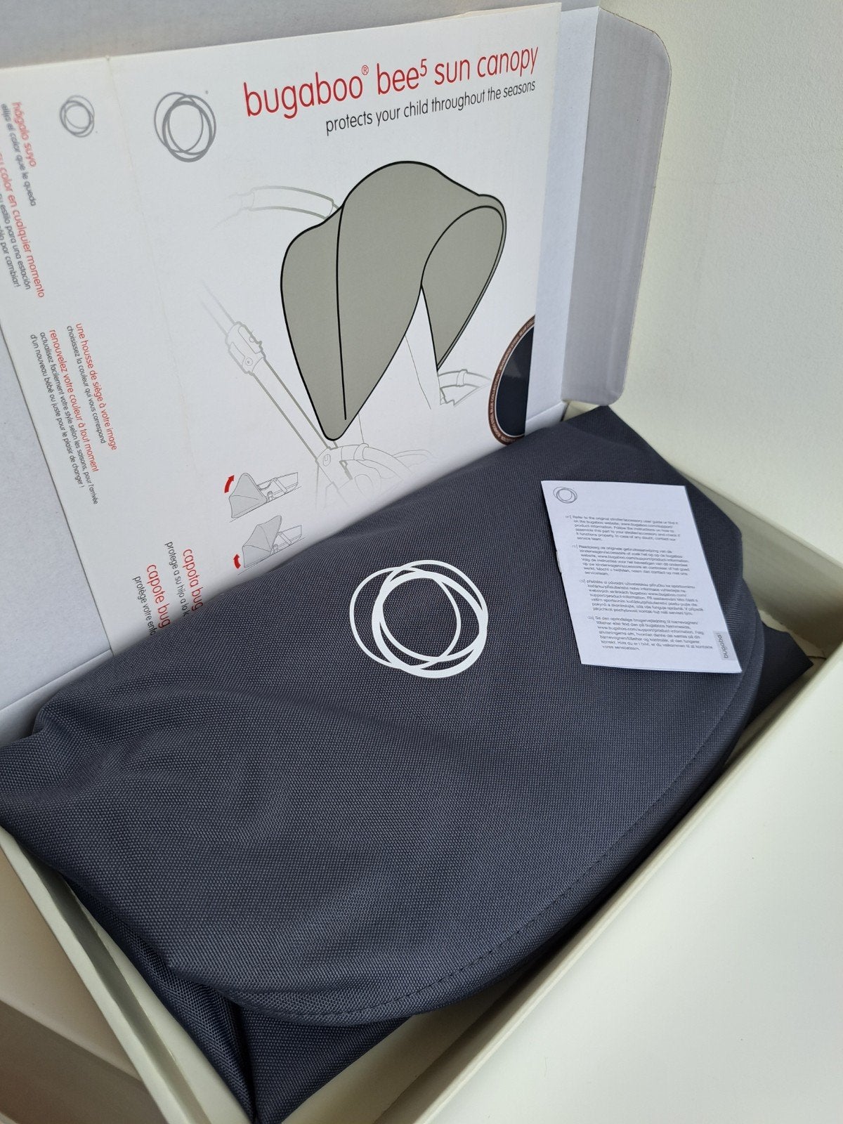 NIEUW Bugaboo Bee zonnekap - Steel blue, Ophalen of Verzenden, Nieuw, Zonnekap