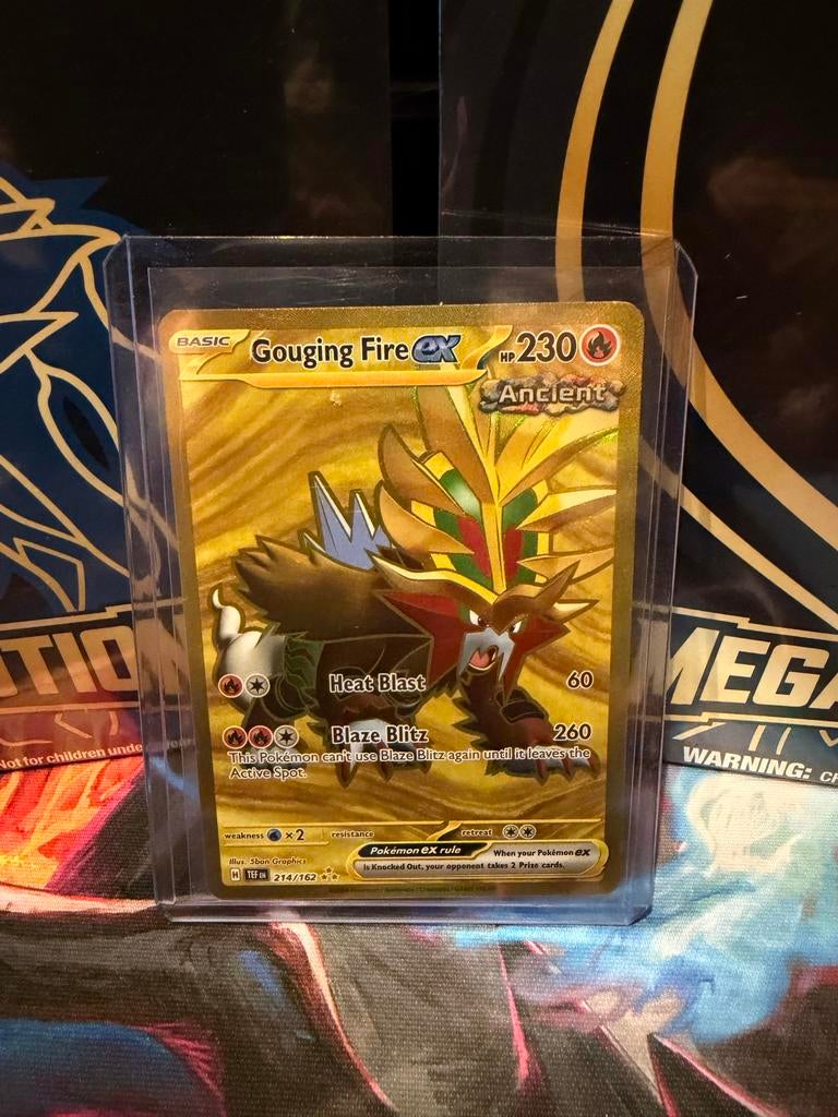 Gouging Fire ex 214/162 Ancient Pokémon kaart, Ophalen of Verzenden, Zo goed als nieuw, Losse kaart