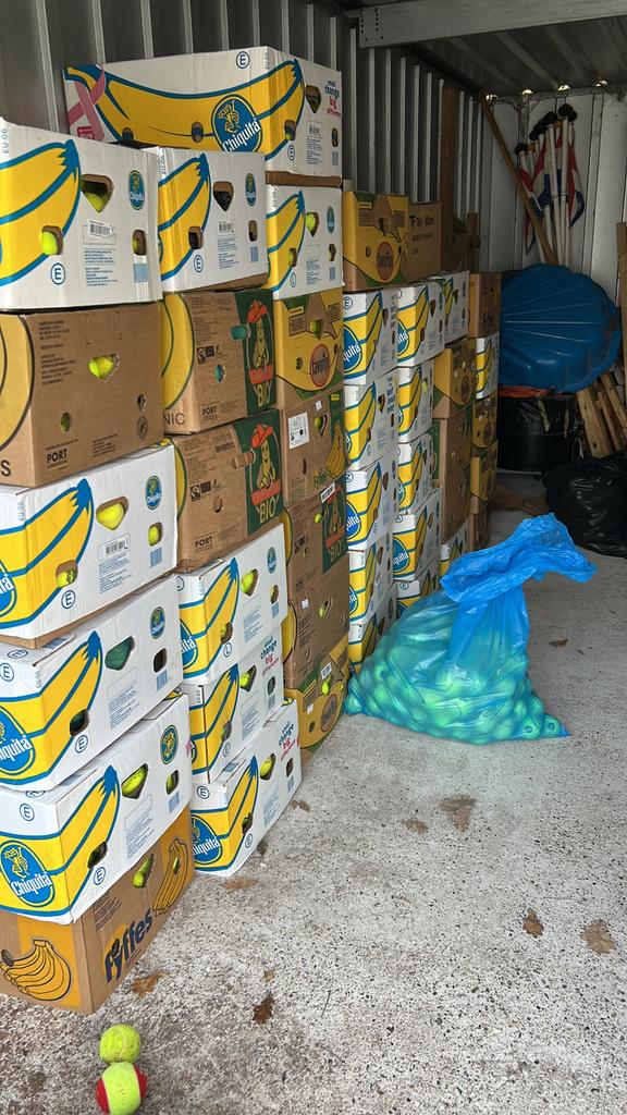 150 gebruikte tennisballen in doos, Dieren en Toebehoren, Hondenspeelgoed, Ophalen of Verzenden, Gebruikt, Intelligentiespeelgoed