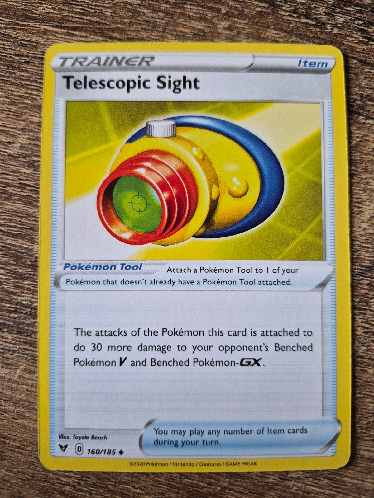 Pokémon TCG: Telescopic Sight Trainer Item Kaart 160/185, Ophalen of Verzenden, Zo goed als nieuw, Losse kaart