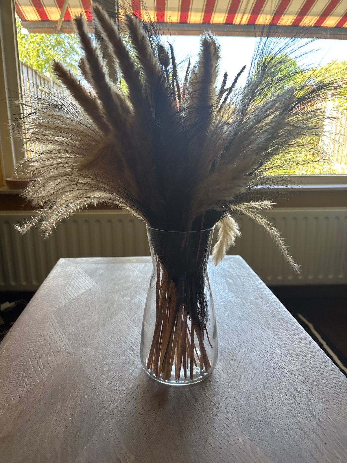 Glazen vaas met droogbloemen boeket, Ophalen, Transparant, Geschikt voor droogbloemen, Glas