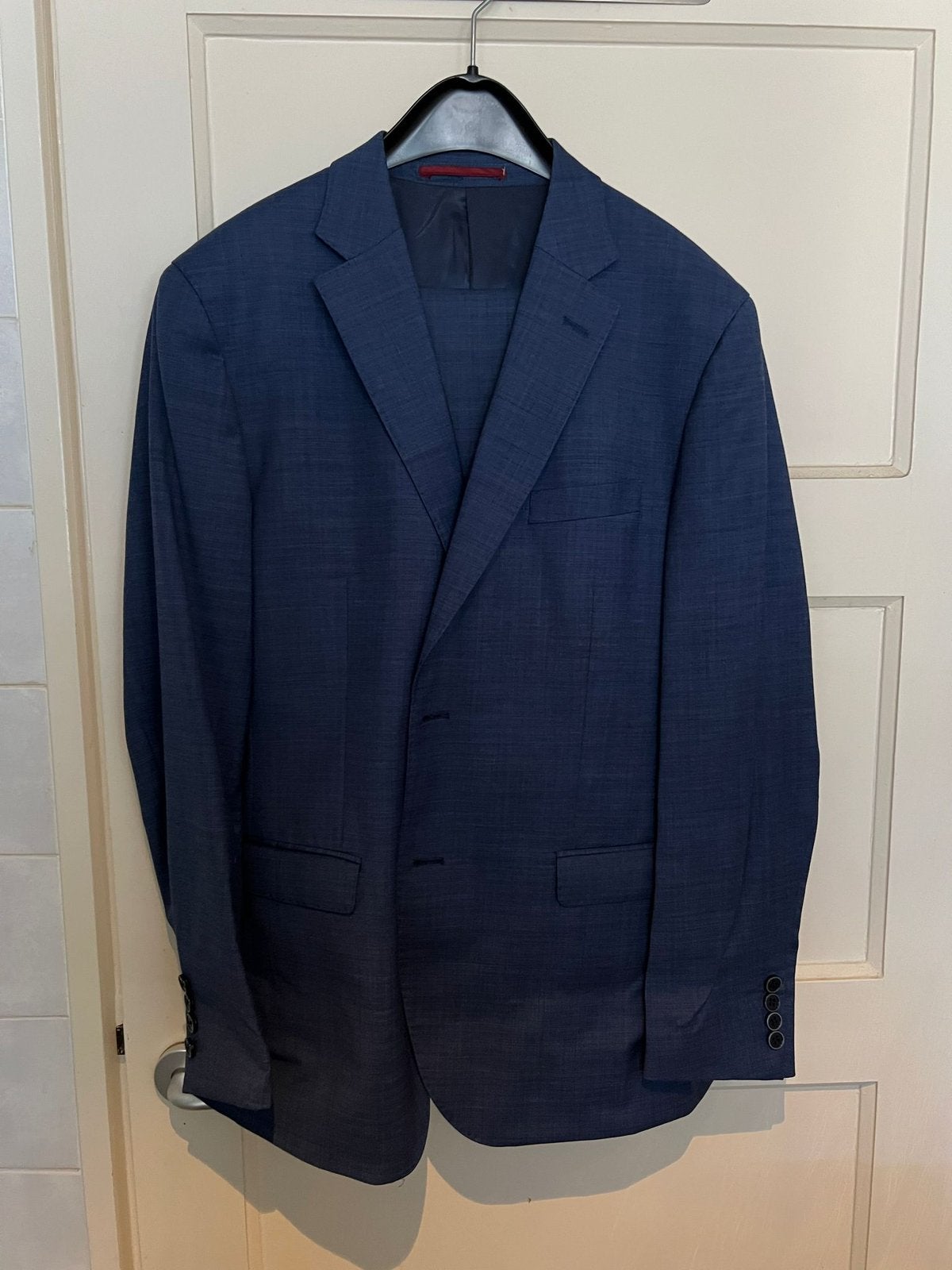 Jac Hensen maatpak heren blauw maat 50/52., Ophalen, Zo goed als nieuw, Blauw