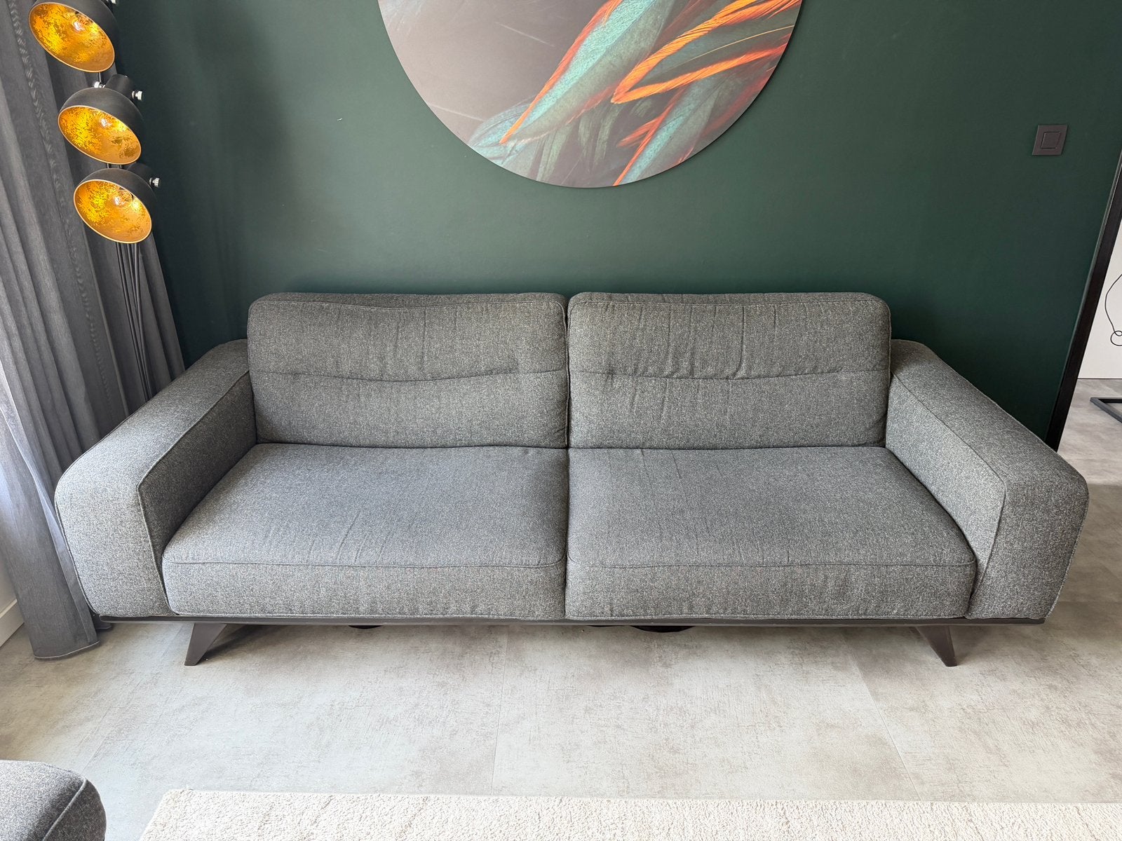 Natuzzi bank en poef, Ophalen, Gebruikt, Driepersoons, 75 tot 100 cm