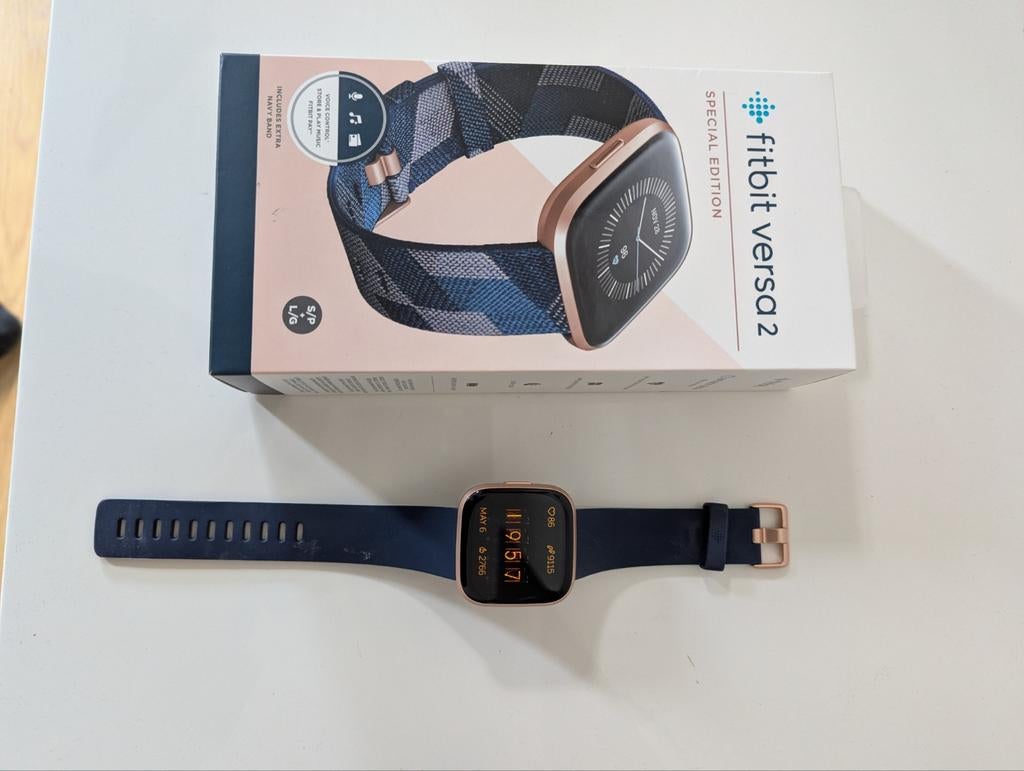 Fitbit Versa 2 Special Edition, Blauw, Hartslag, Ophalen of Verzenden, Zo goed als nieuw