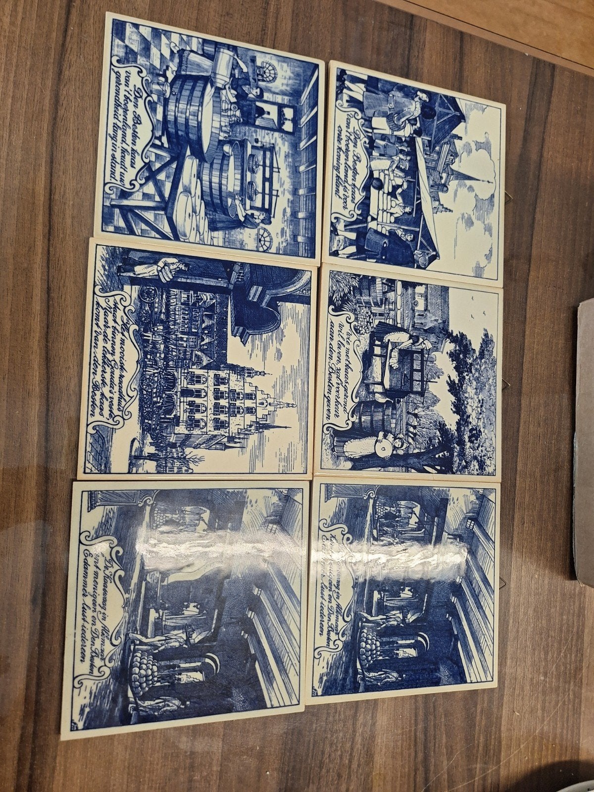 Set van 6 Delfts Blauwe Tegels - Kaasmarkt Alkmaar, Antiek en Kunst, Ophalen of Verzenden