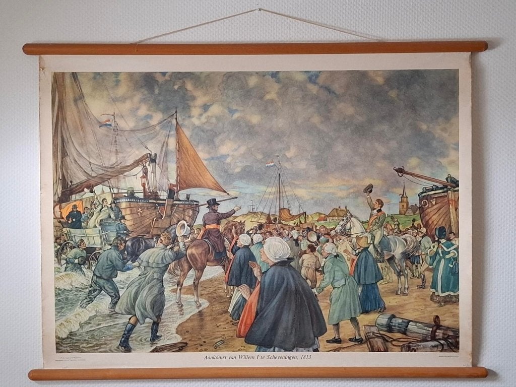Vintage | Schoolplaat | Geschiedenis | 1813, Antiek en Kunst, Ophalen of Verzenden, Geschiedenis