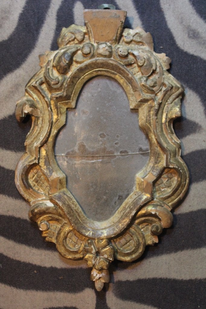 Antiek frans 18e eeuws spiegel mercure spiegeltje bois dore, Antiek en Kunst, Antiek | Spiegels, Minder dan 50 cm, Minder dan 100 cm