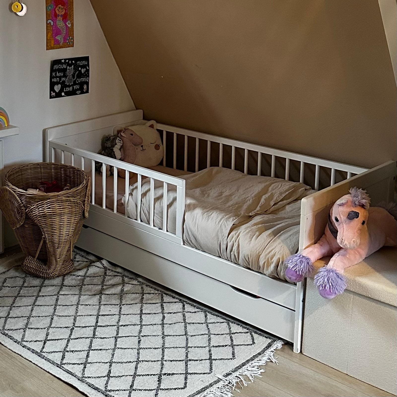 Petite amelie peuterbed plume wit, Ophalen, 70 tot 85 cm, 140 tot 160 cm, Zo goed als nieuw