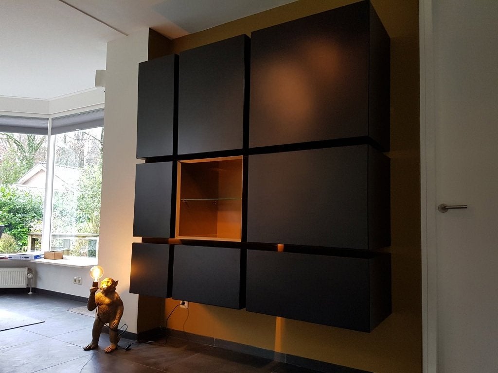 Design wandkast op maat IN ELKE GEWENSTE KLEUR, Eikenhout, 150 tot 200 cm, Nieuw, Ophalen of Verzenden