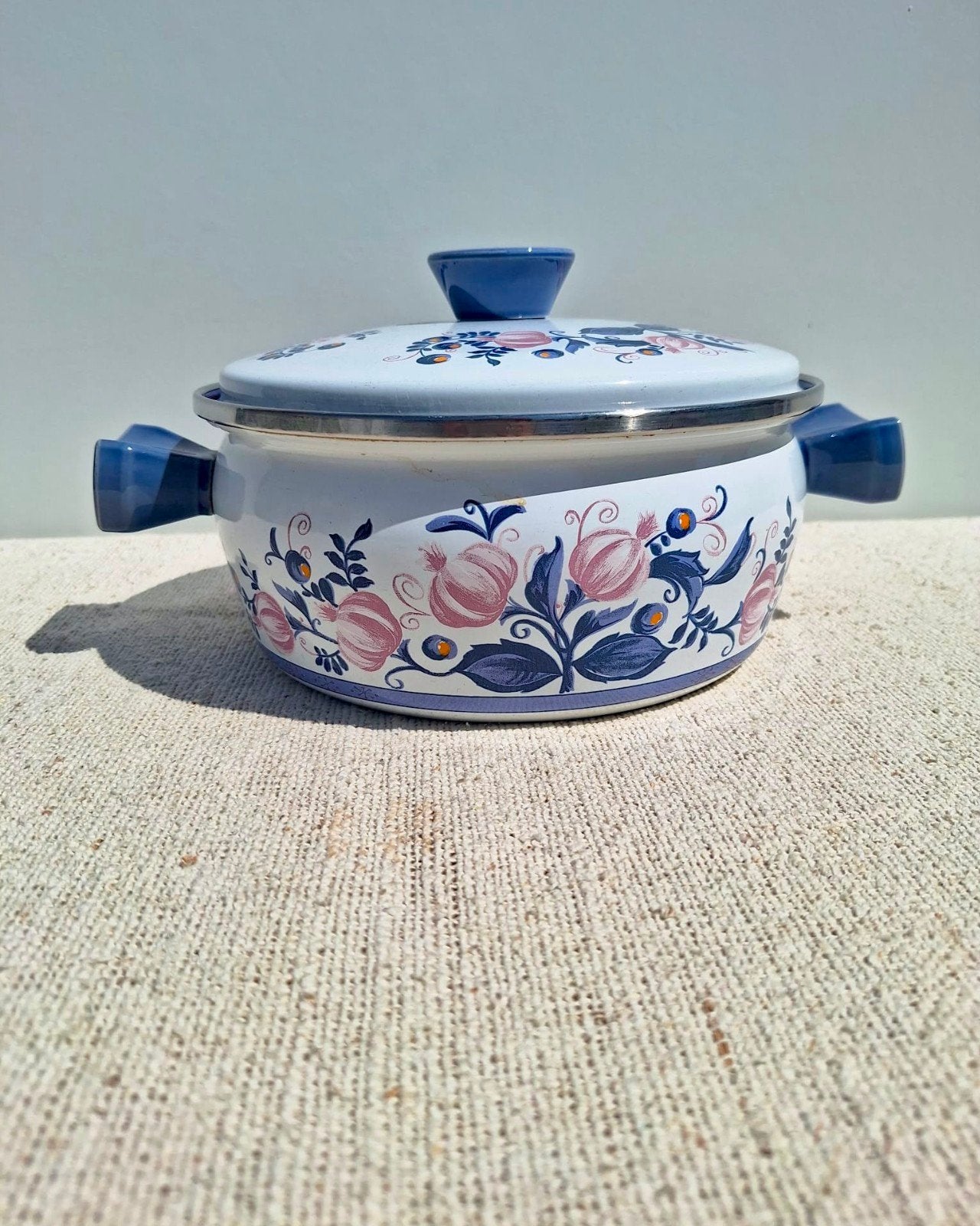 Vintage pan Baumann Brixen blauw lila ui en bloemdecor, Huis en Inrichting, Keuken | Potten en Pannen, Ophalen of Verzenden