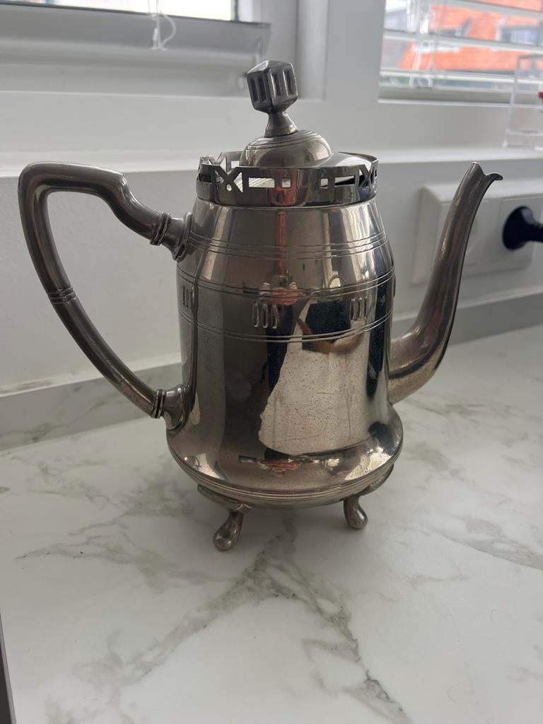 Antieke zilverkleurige koffiekan, Ophalen of Verzenden