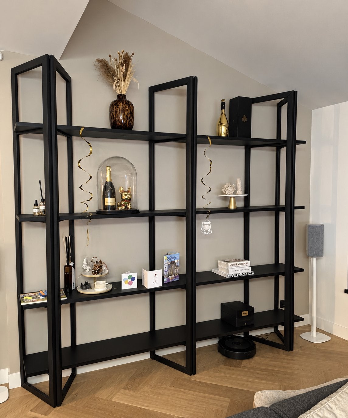 Zwarte eikenhoute open kast, Huis en Inrichting, Ophalen, Met plank(en), 200 cm of meer, Eikenhout