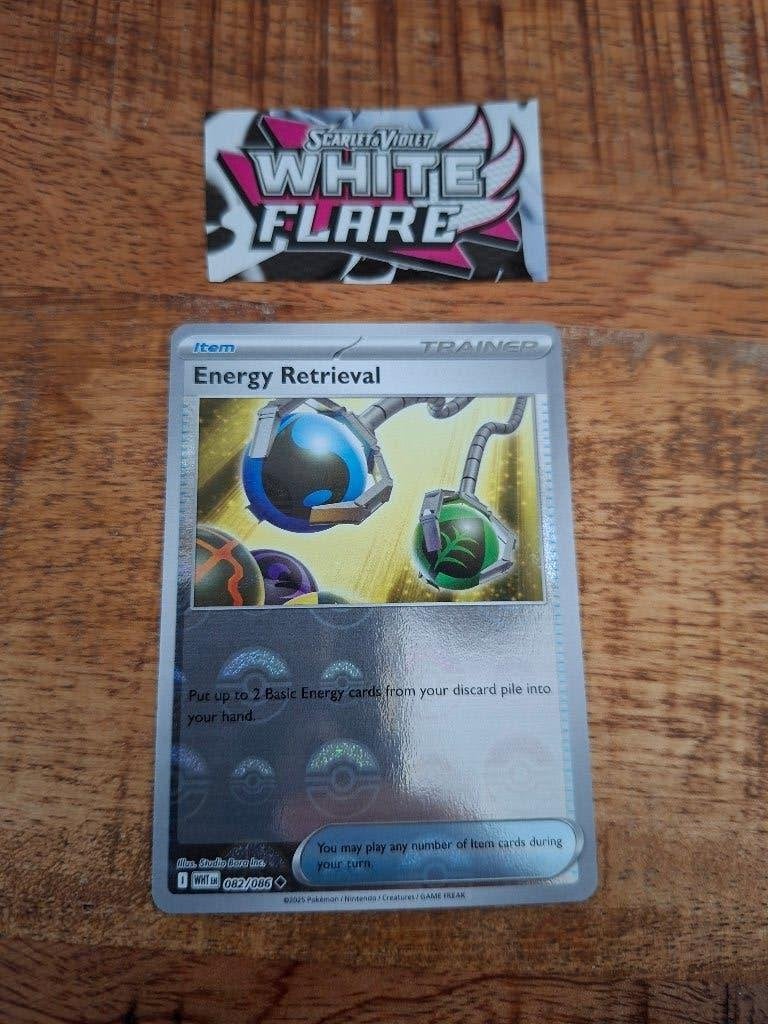 Pokemon Energy Retrieval (pokeball) (082/082)  White Flare, Ophalen of Verzenden, Nieuw, Losse kaart, Foil