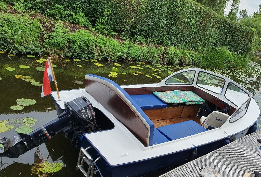 Jumbo stalen boot met 15pk Evinrude, Overige merken, Gebruikt, 15 pk, Buitenboordmotor