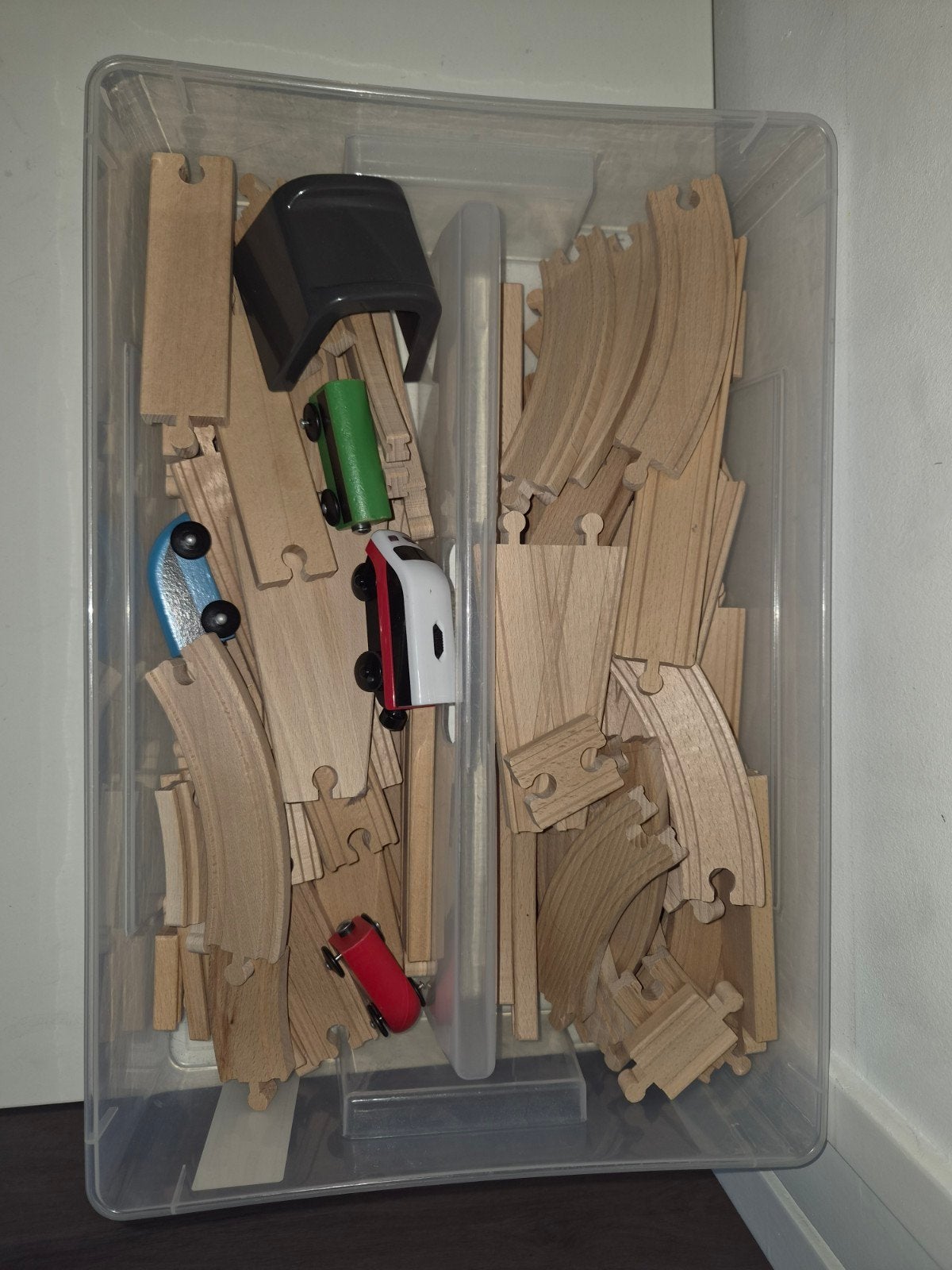 Houten Treinbaan Set met Treinen en Tunnel, Ophalen, Gebruikt